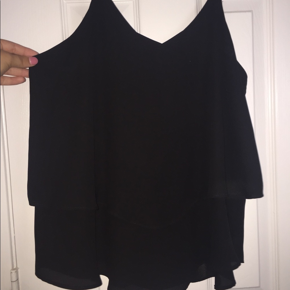 Black tank sheer with layers